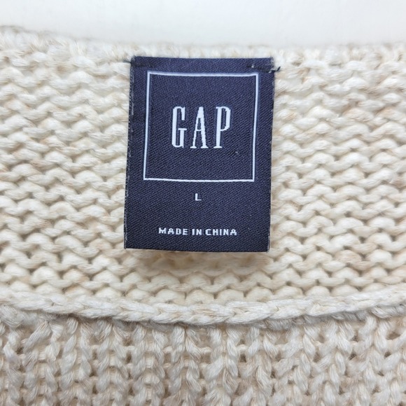 GAP Chunky Knit Cotton Sweater Women's L Soft Cozy Pullover Neutral Fall Winter - Picture 5 of 11